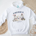 Kittens holding american flags patriotic fireworks America 250 Years cotton shirt