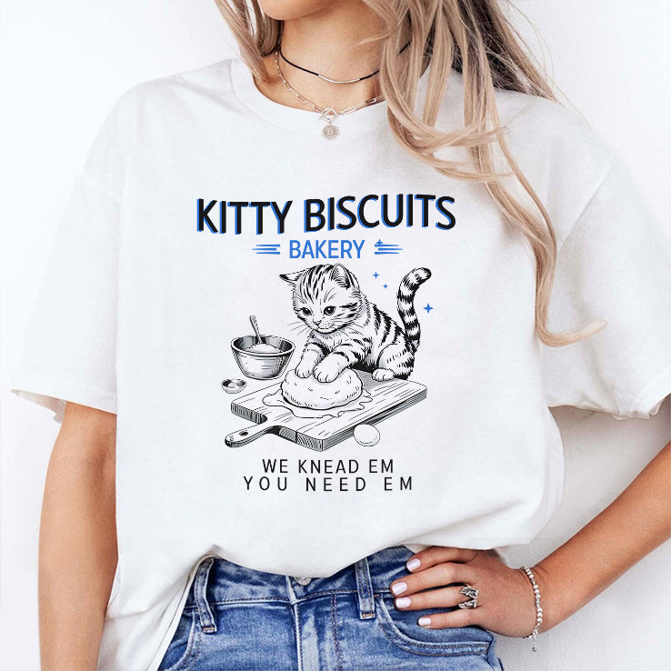 Kitty Biscuits Bakery We Knead Em You Need Em Cat T Shirt