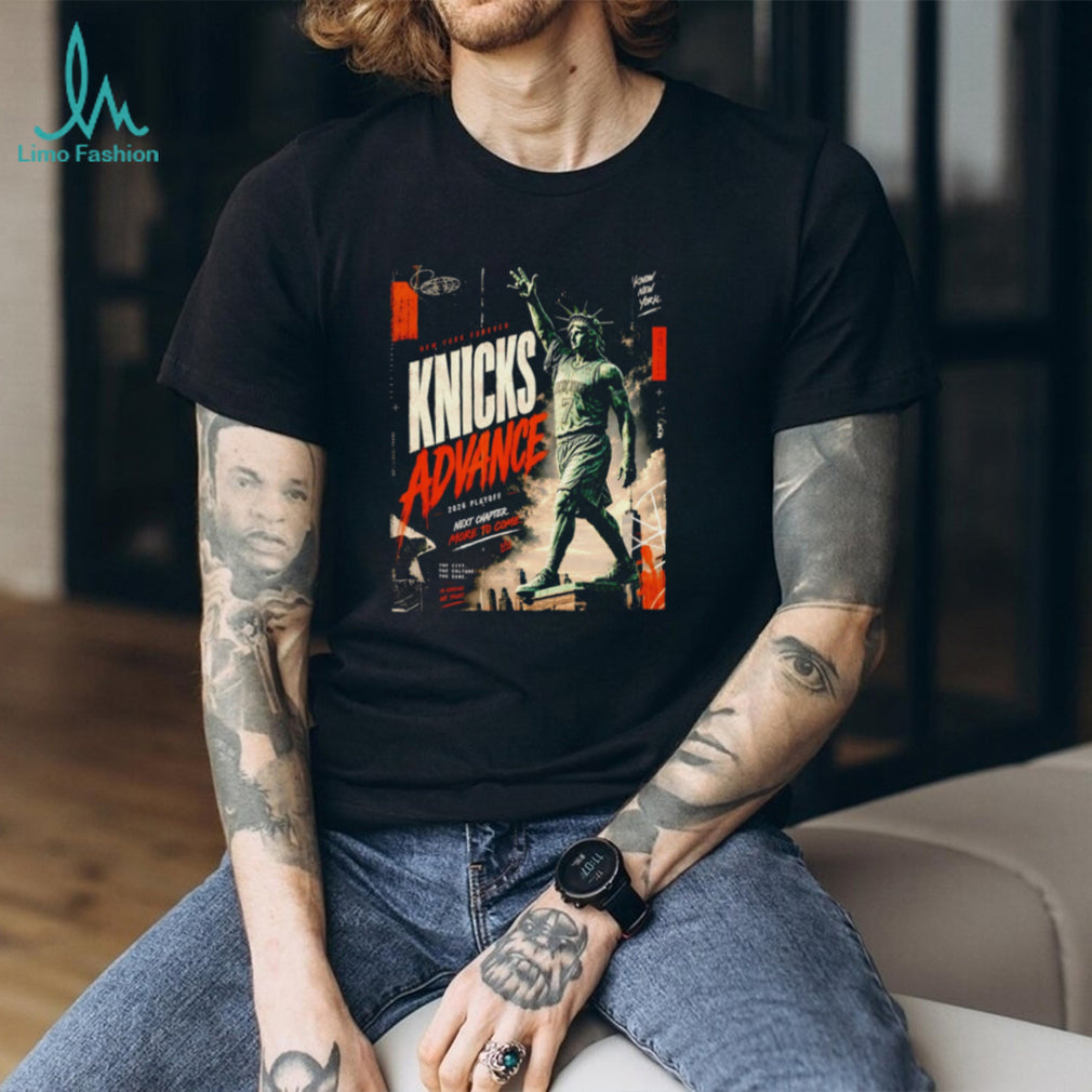 Knicks Advance 2024 Playoff New York Liberty Statue T Shirt