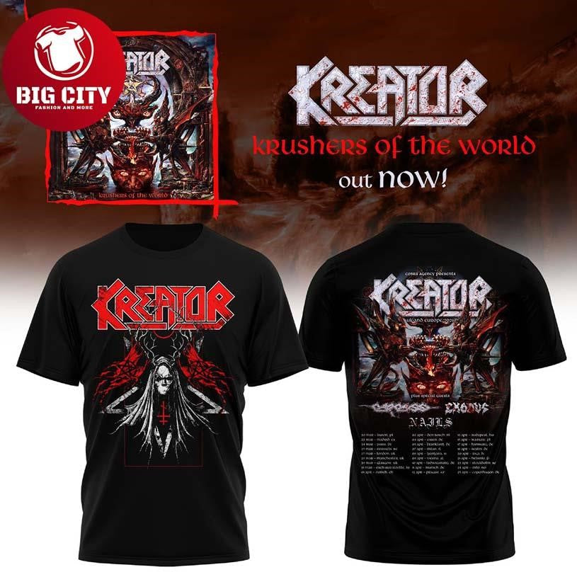 Kreator Krushers Of The EU&amp;UK Tour 2026 Rock Time Two Sided Shirt