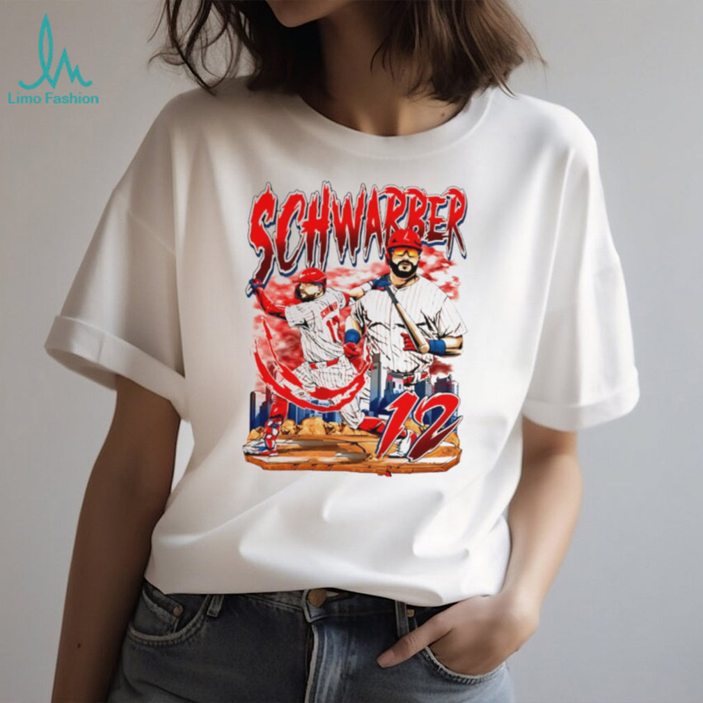 Kyle Schwarber Philadelphia Baseball Player Skyline Retro Style Men Fans T Shirt