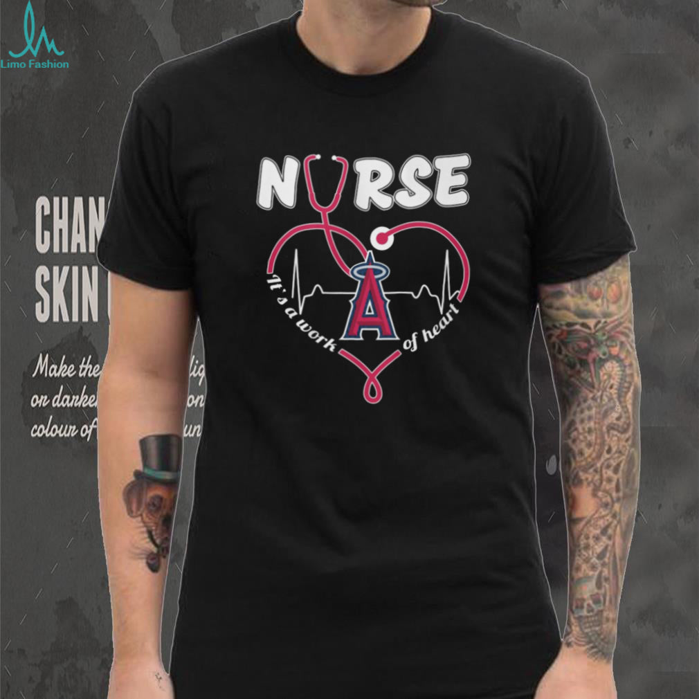 LA Angels Nurse T Shirt Baseball Medical Professional Work Of Heart T Shirt