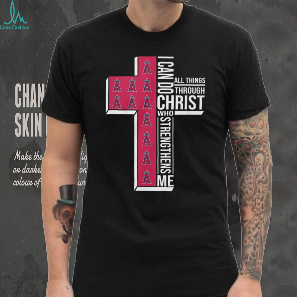LA Angels Religious Baseball Shirt Bible Verse Cross Graphic Tee