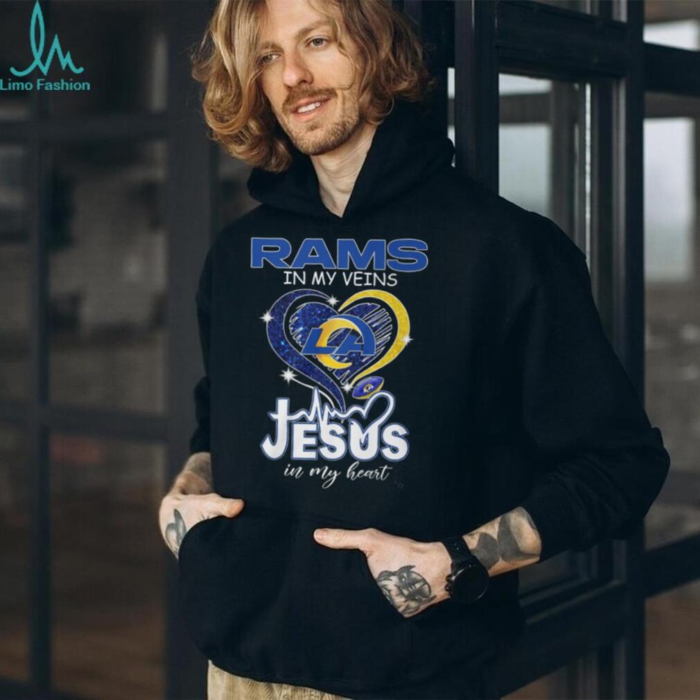 LA Rams In My Veins Jesus In My Heart Heartbeat Graphic T Shirt