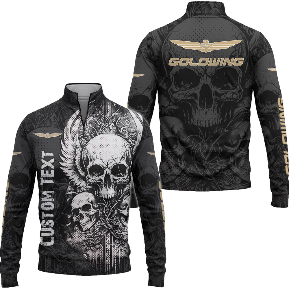Goldwing Vintage Skull Zip Neck Sweater