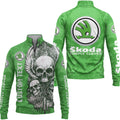 Skoda Vintage Antique Grunt Skull Zip Neck Sweater