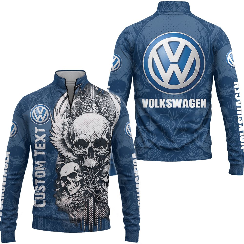 Volkswagen Group Vintage Skull Custom Zip Neck Sweaters