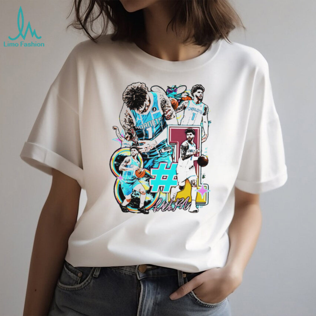 LaMelo Ball Charlotte Hornets Number 1 Artistic Basketball Graphic T Shirt