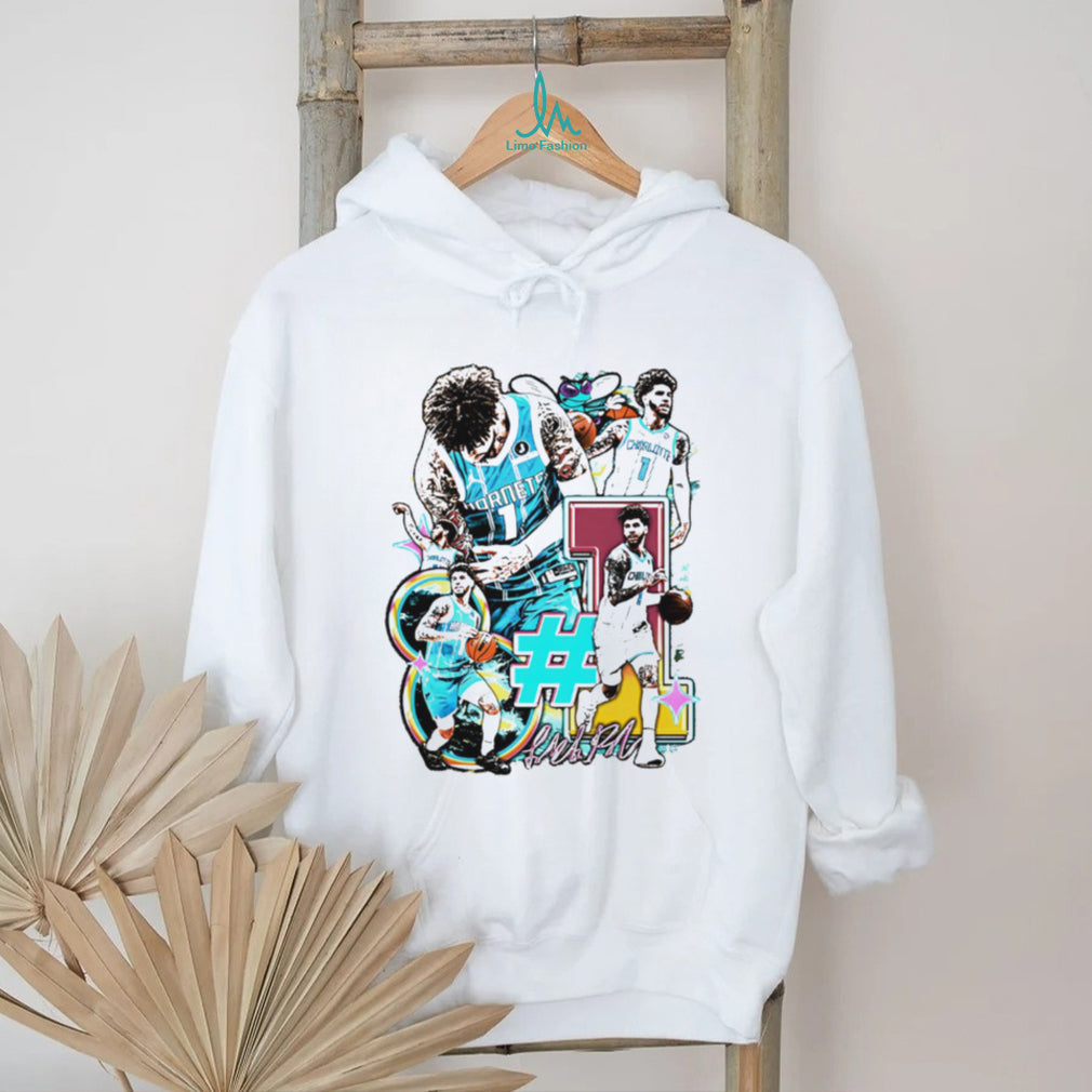 LaMelo Ball Charlotte Hornets Number 1 Artistic Basketball Graphic T Shirt