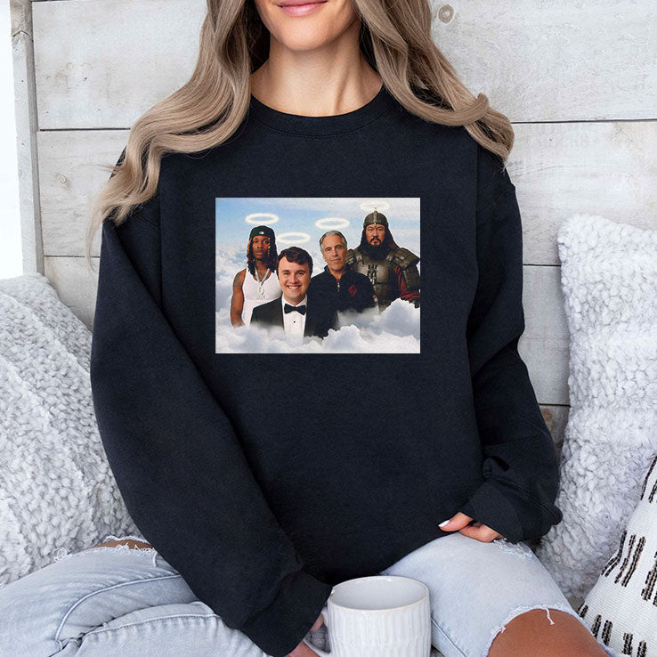 Legends in Heaven Heavy King Von Charlie Kirk Genghis Khan Jeffrey Epstein T Shirt