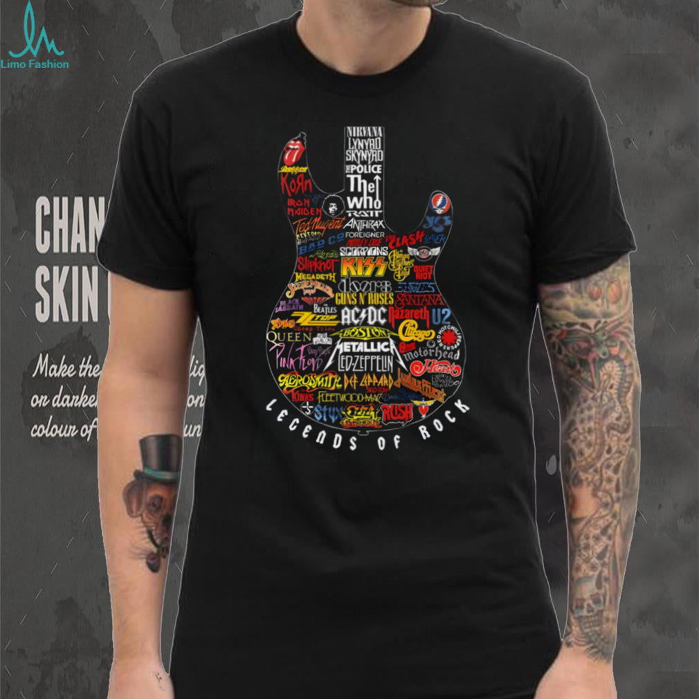 Legends of Rock Guitar Collage Heavy Metal & Classic Rock Band T Shirt