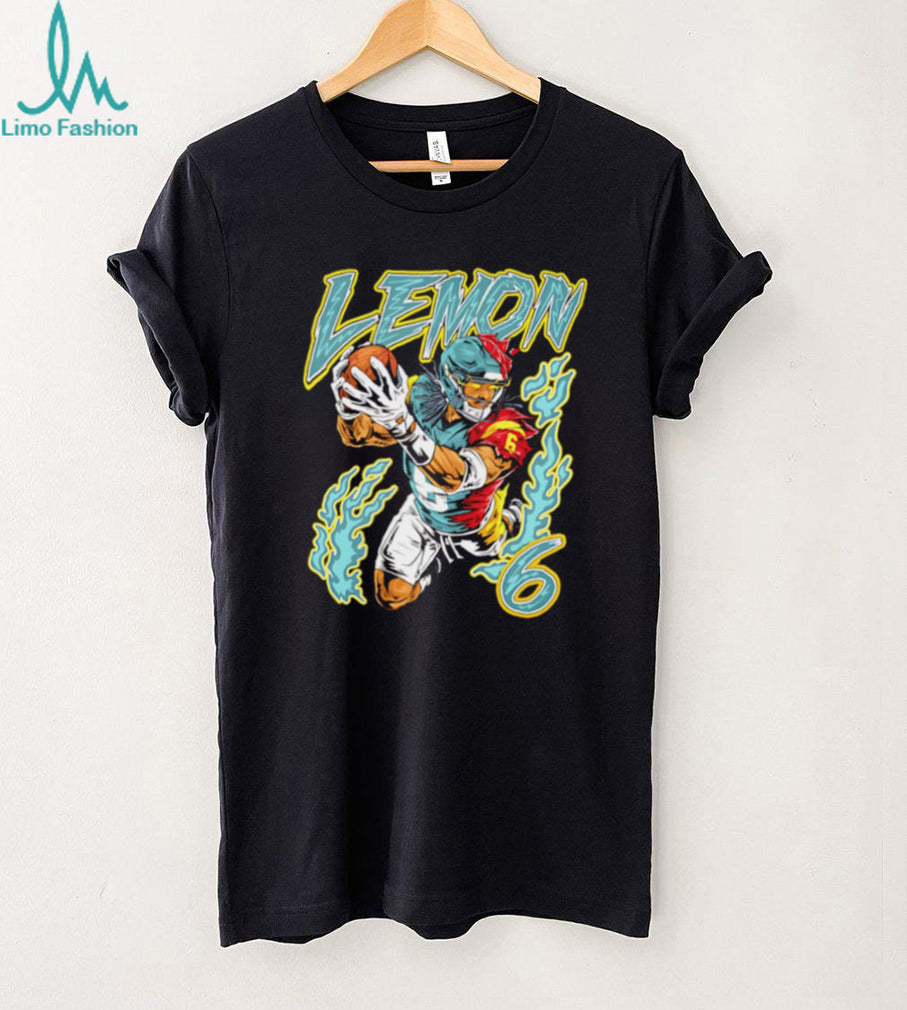 Lemon 6 Football Player Flame Neon Athletic T Shirt