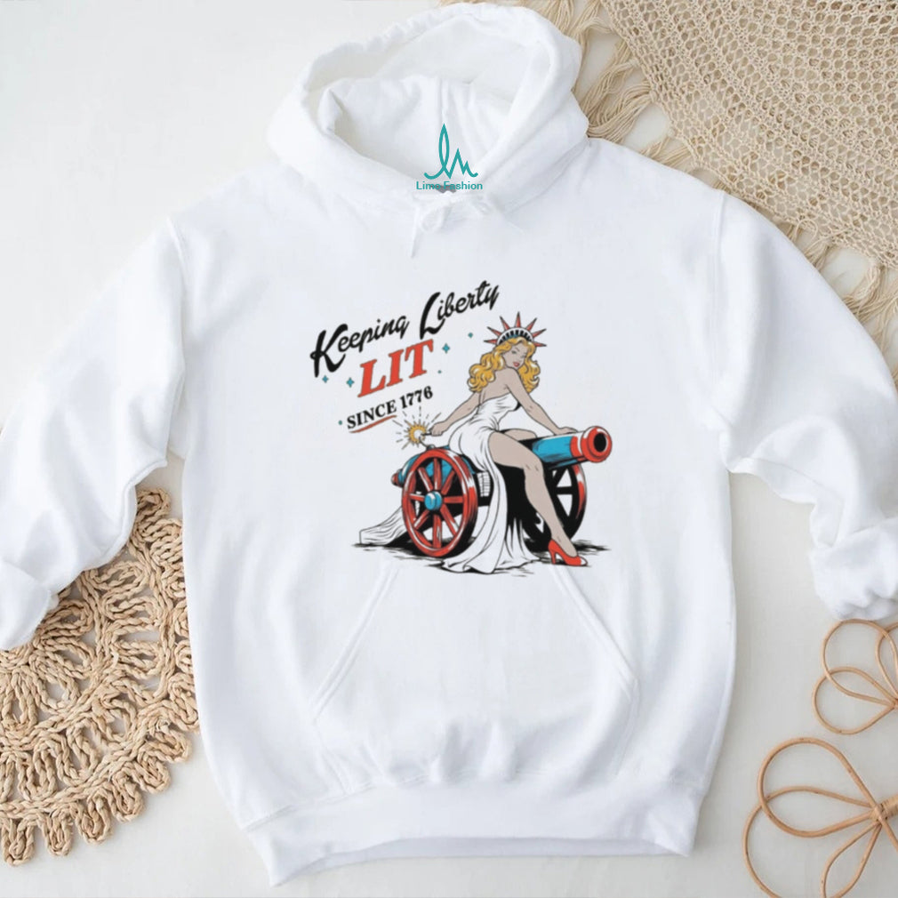 Liberty Lit Since 1776 Fourth Of July Patriotic Holiday Retro Vintage Men Women Fans T Shirt