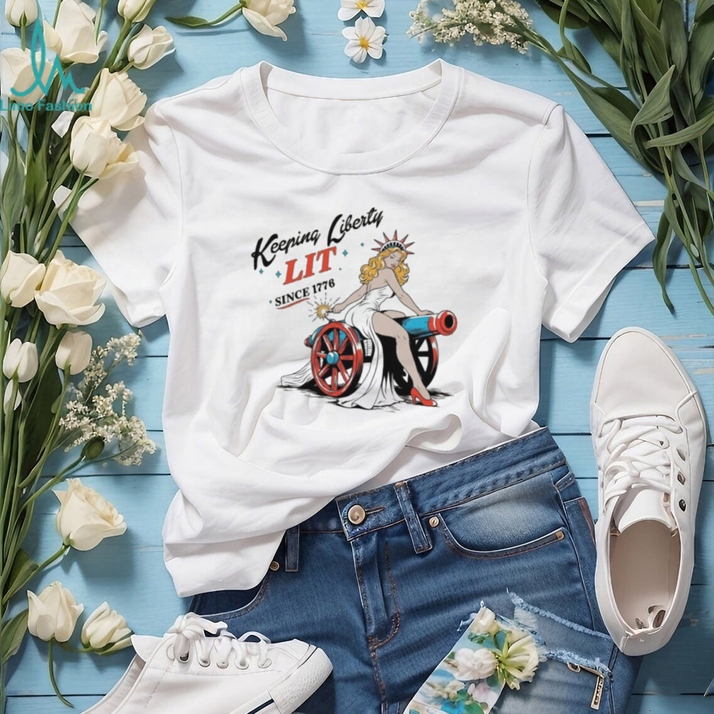 Liberty Lit Since 1776 Fourth Of July Patriotic Holiday Retro Vintage Men Women Fans T Shirt