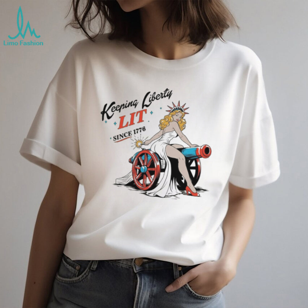 Liberty Lit Since 1776 Fourth Of July Patriotic Holiday Retro Vintage Men Women Fans T Shirt