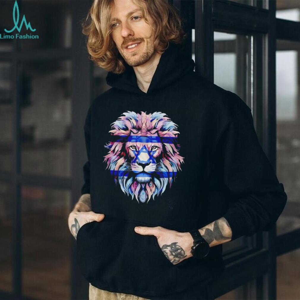 Lion of Judah Israel Flag Star of David Majestic Colorful Graphic T Shirt