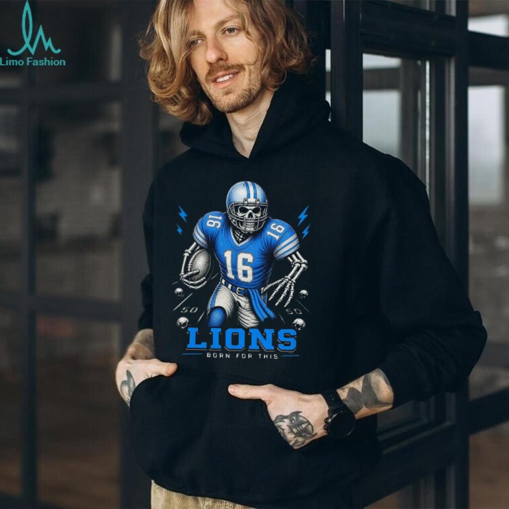 Lions Football Skull Born For This Retro Vintage Game Day Gift Fans Men Women Shirt
