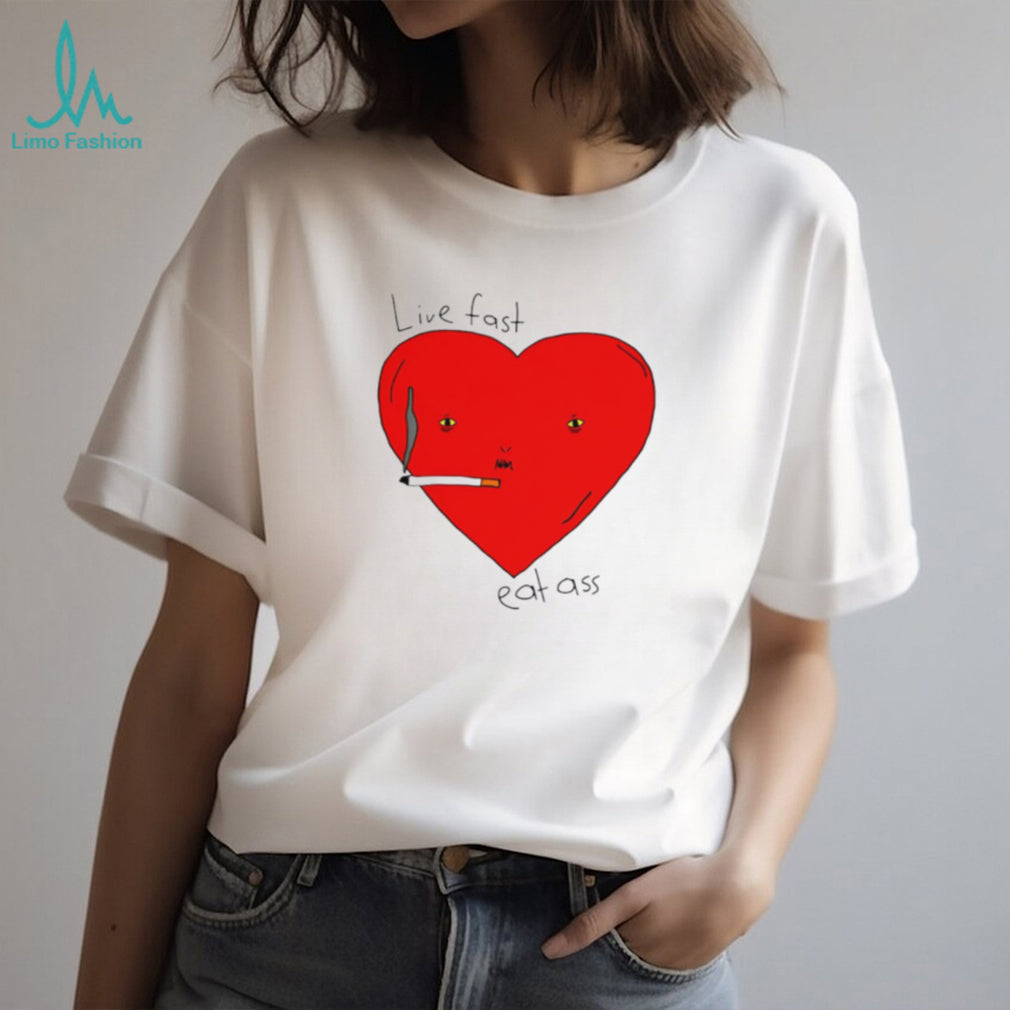 Live Fast Eat Ass Heart Graphic T Shirt Edgy Y2K Aesthetic T Shirt