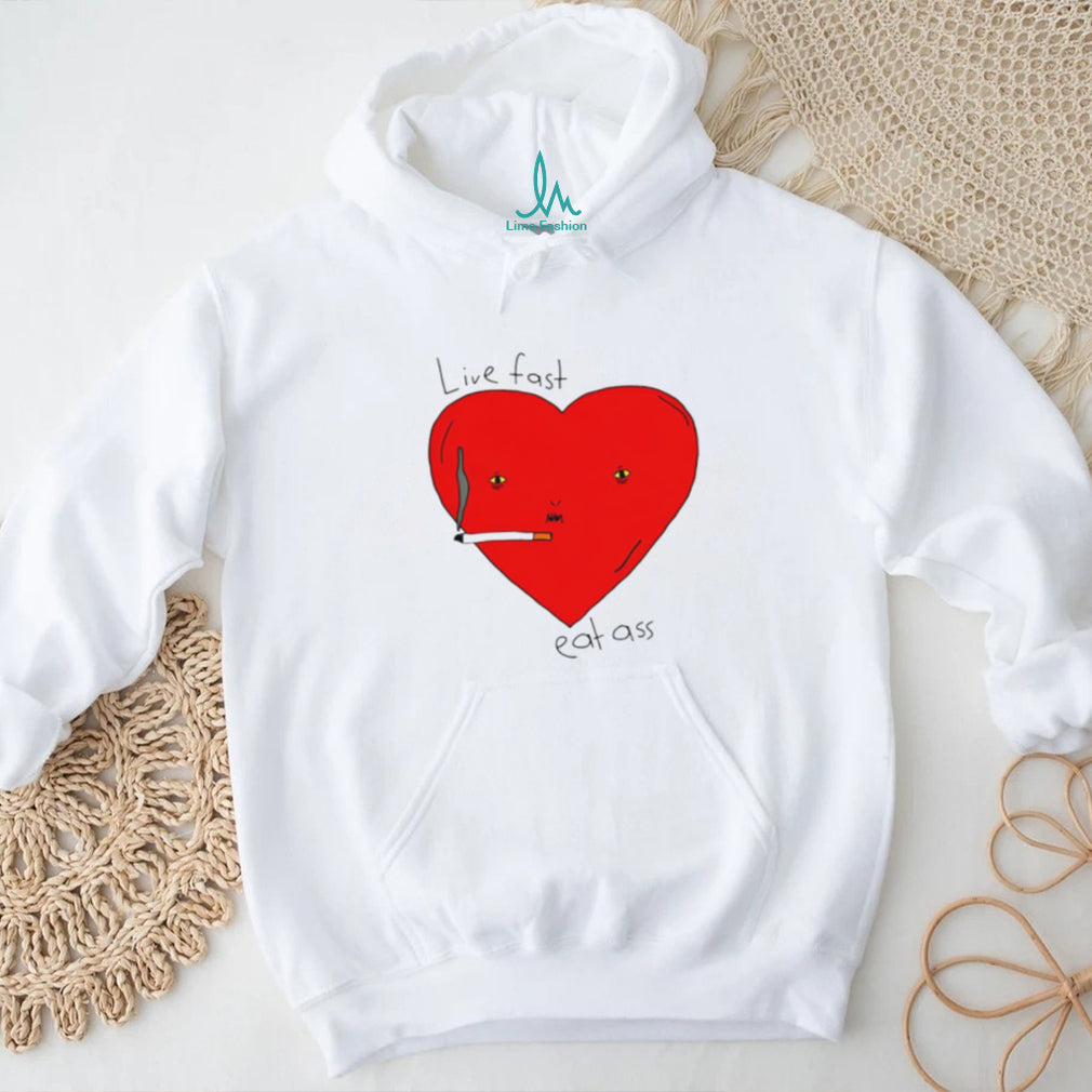 Live Fast Eat Ass Heart Graphic T Shirt Edgy Y2K Aesthetic T Shirt