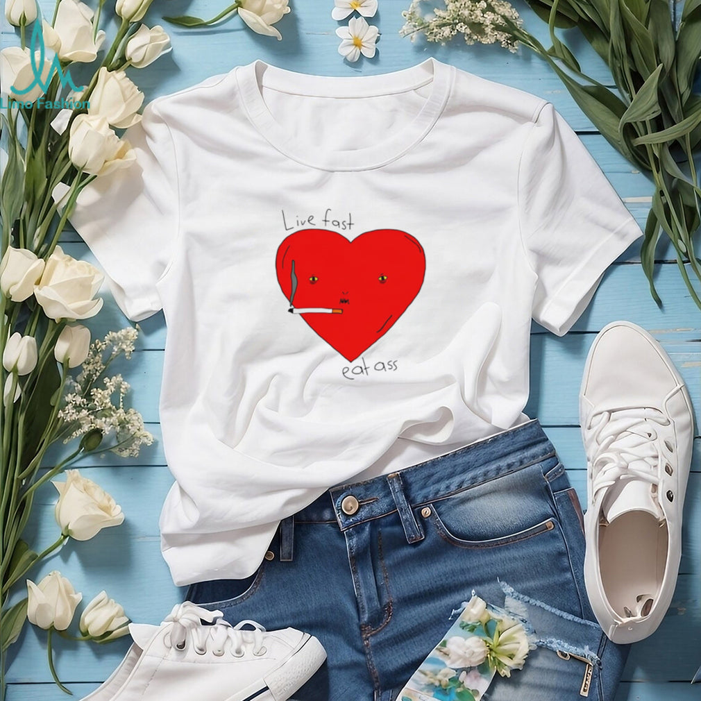 Live Fast Eat Ass Heart Graphic T Shirt Edgy Y2K Aesthetic T Shirt