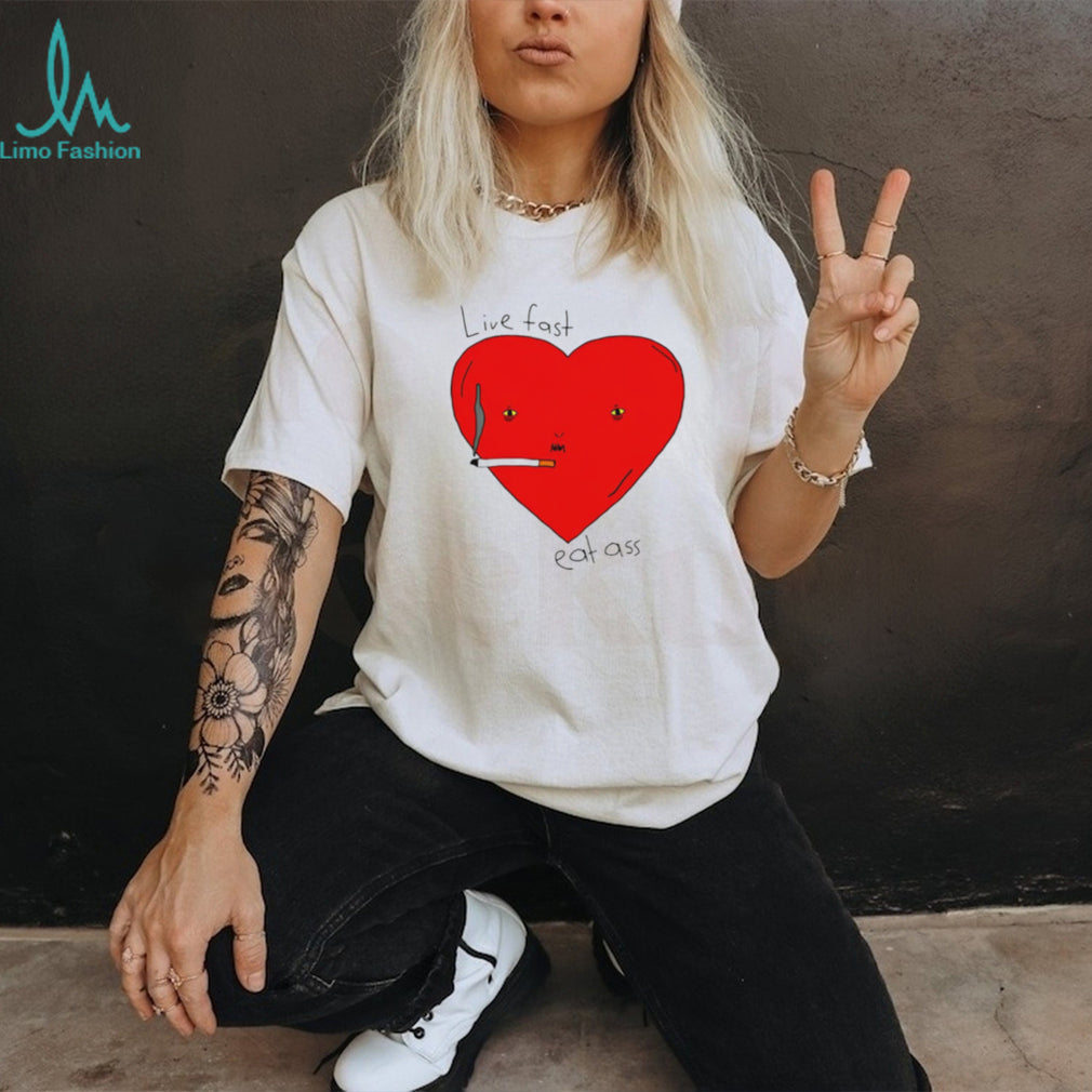 Live Fast Eat Ass Heart Graphic T Shirt Edgy Y2K Aesthetic T Shirt