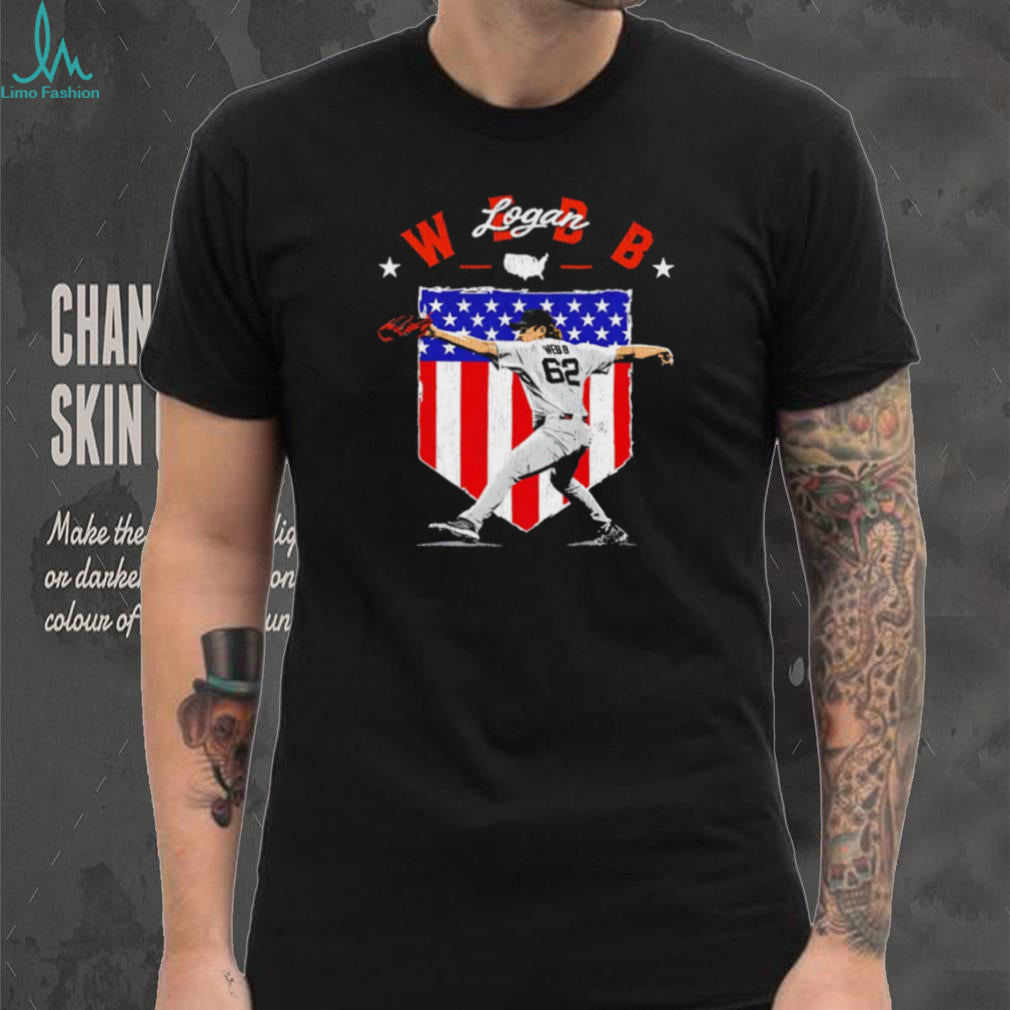 Logan Webb USA Baseball American Flag Shield T Shirt