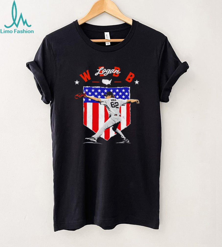 Logan Webb USA Baseball American Flag Shield T Shirt
