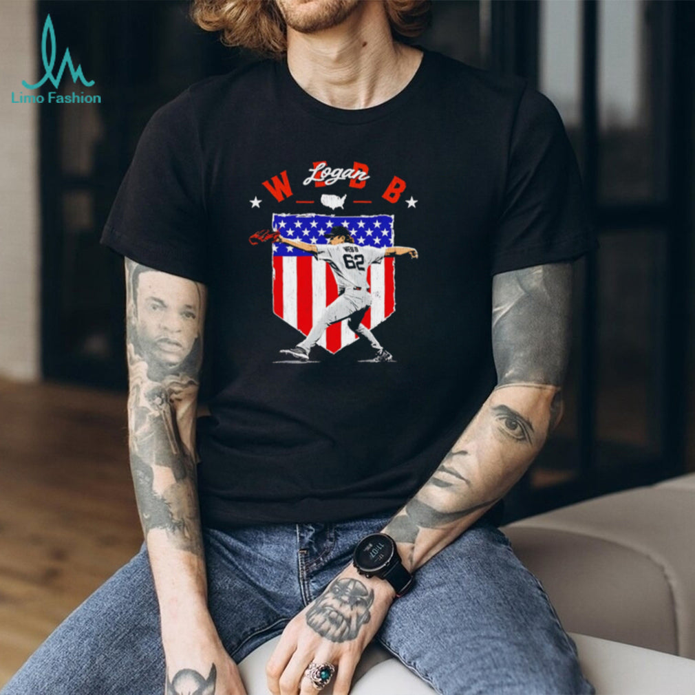 Logan Webb USA Baseball American Flag Shield T Shirt