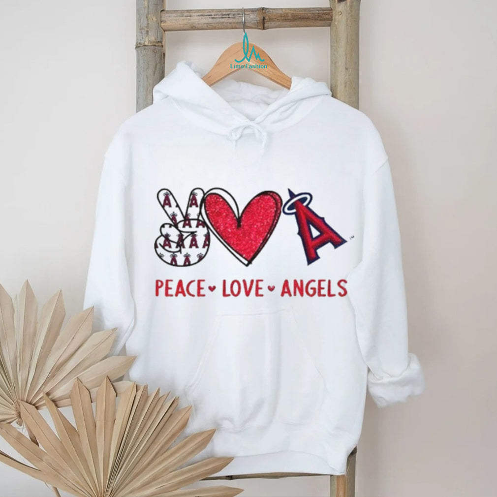 Los Angeles Angels Peace Love Angels Baseball Glitter Style T Shirt