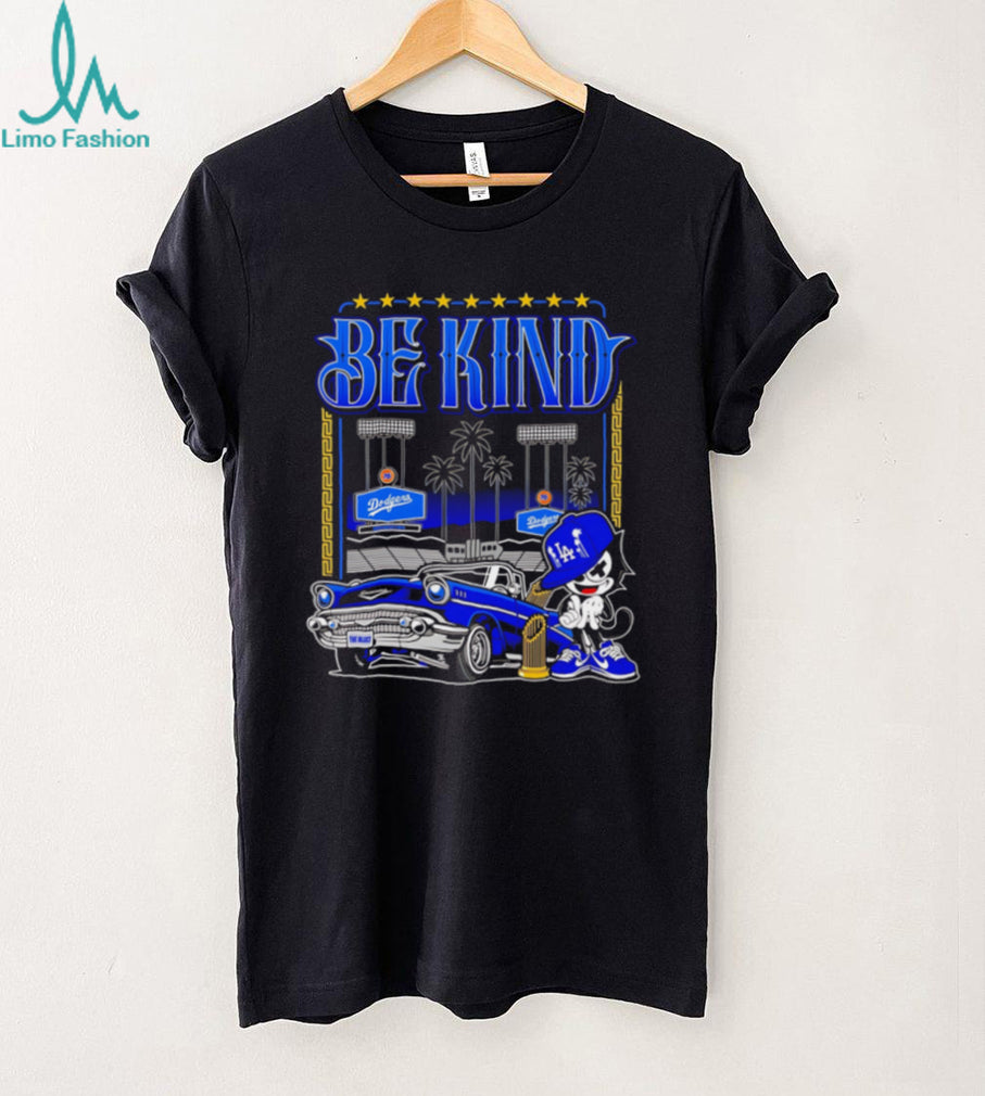 Los Angeles Dodgers Be Kind Vintage Blue Car T Shirt