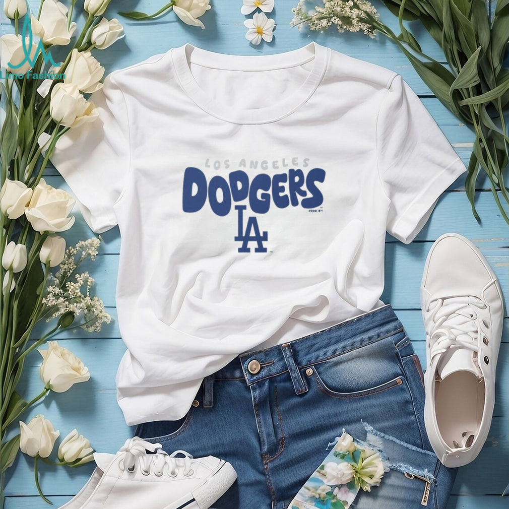 Los Angeles Dodgers Script Logo Oatmeal Heather Crewneck T shirt