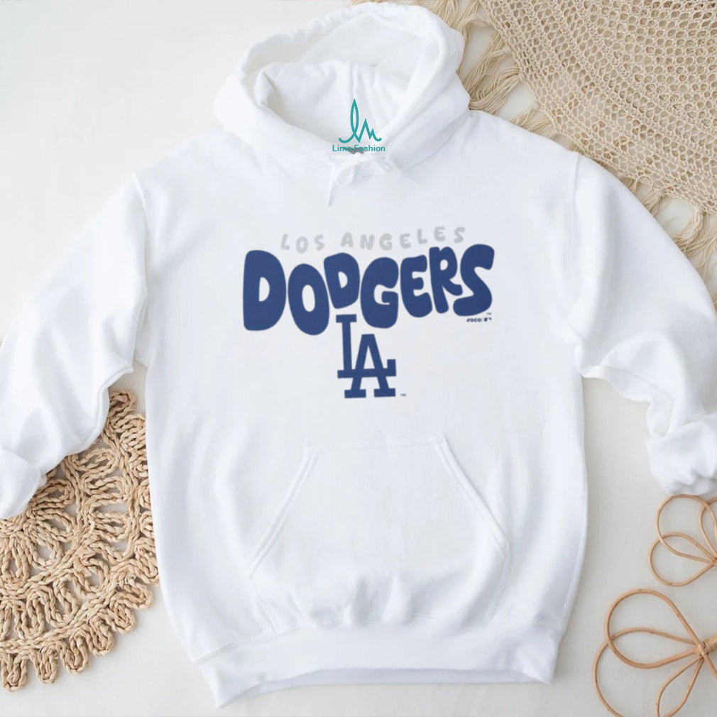 Los Angeles Dodgers Script Logo Oatmeal Heather Crewneck T shirt