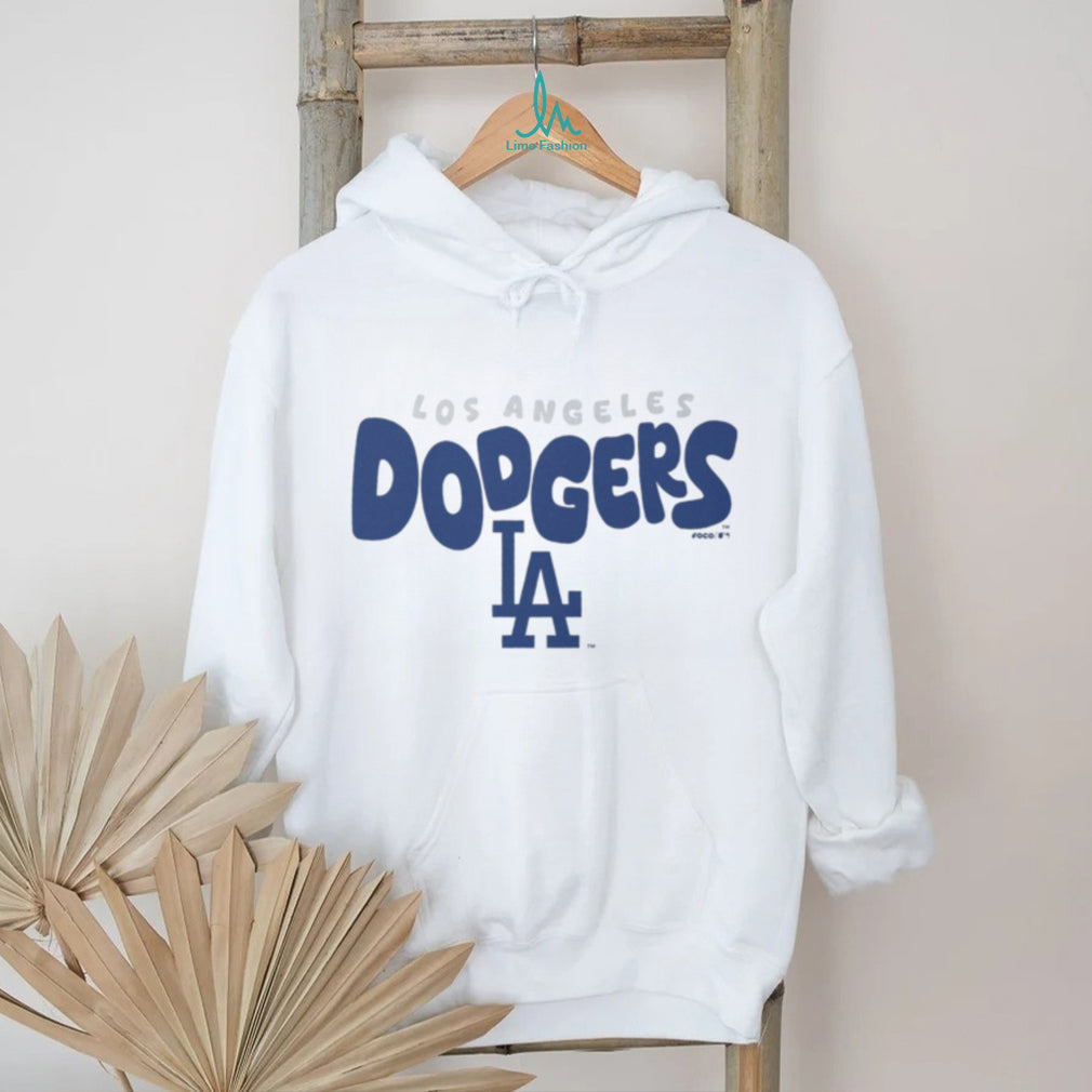 Los Angeles Dodgers Script Logo Oatmeal Heather Crewneck T shirt