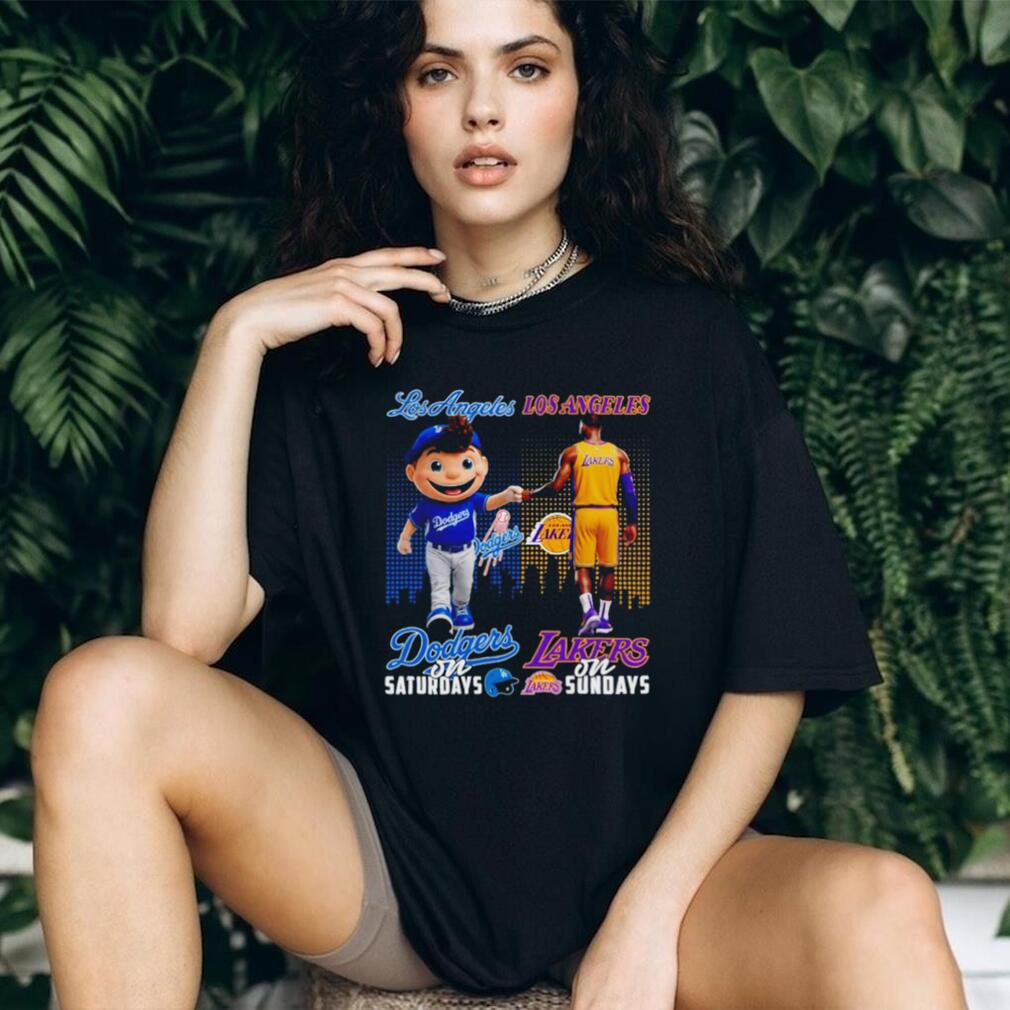 Los Angeles Dodgers on Saturdays LA Lakers on Sundays City Sports Fan T Shirt