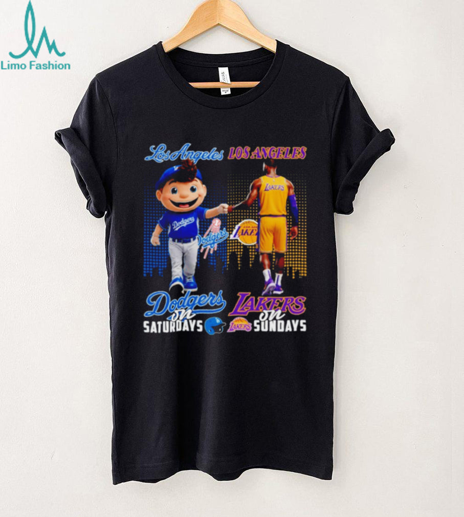 Los Angeles Dodgers on Saturdays LA Lakers on Sundays City Sports Fan T Shirt