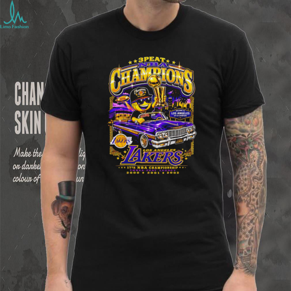 Los Angeles Lakers 3 Peat NBA Champions Car T Shirt