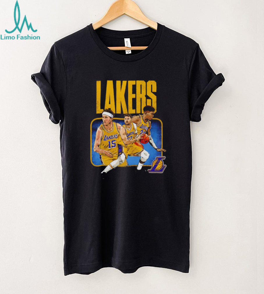 Los Angeles Lakers Reaves, Luka, & Hachimura Trio Graphic T Shirt