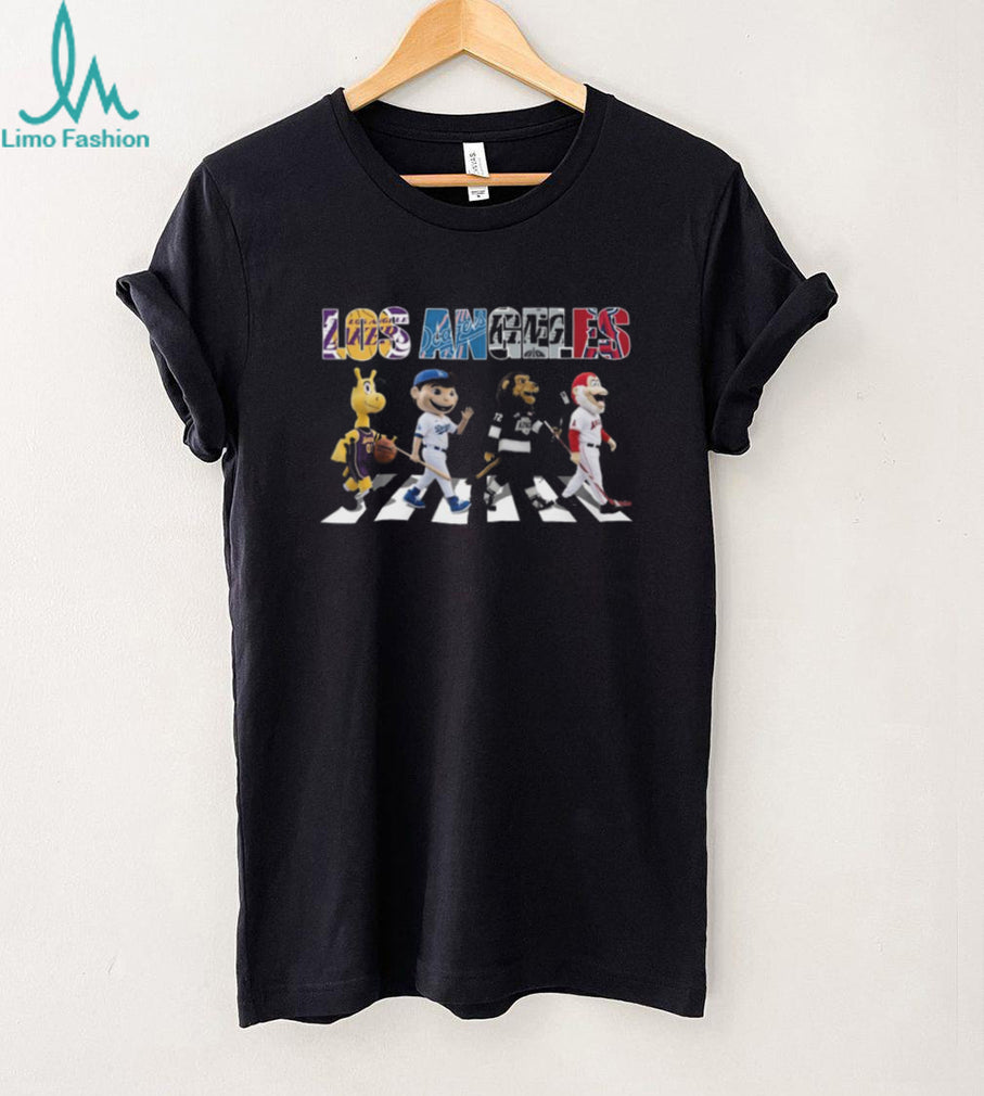 Los Angeles Sports Mascots Abbey Road Crosswalk Parody T Shirt