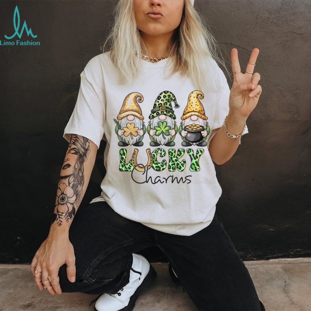 Lucky Charms Gnomes Leopard Print Clover Gold Pot T Shirt