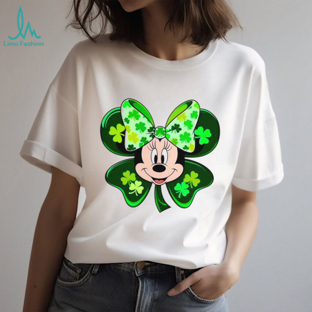 Lucky Mouse Ears Shamrock Bow St. Patrick’s Day Cartoon Design T Shirt