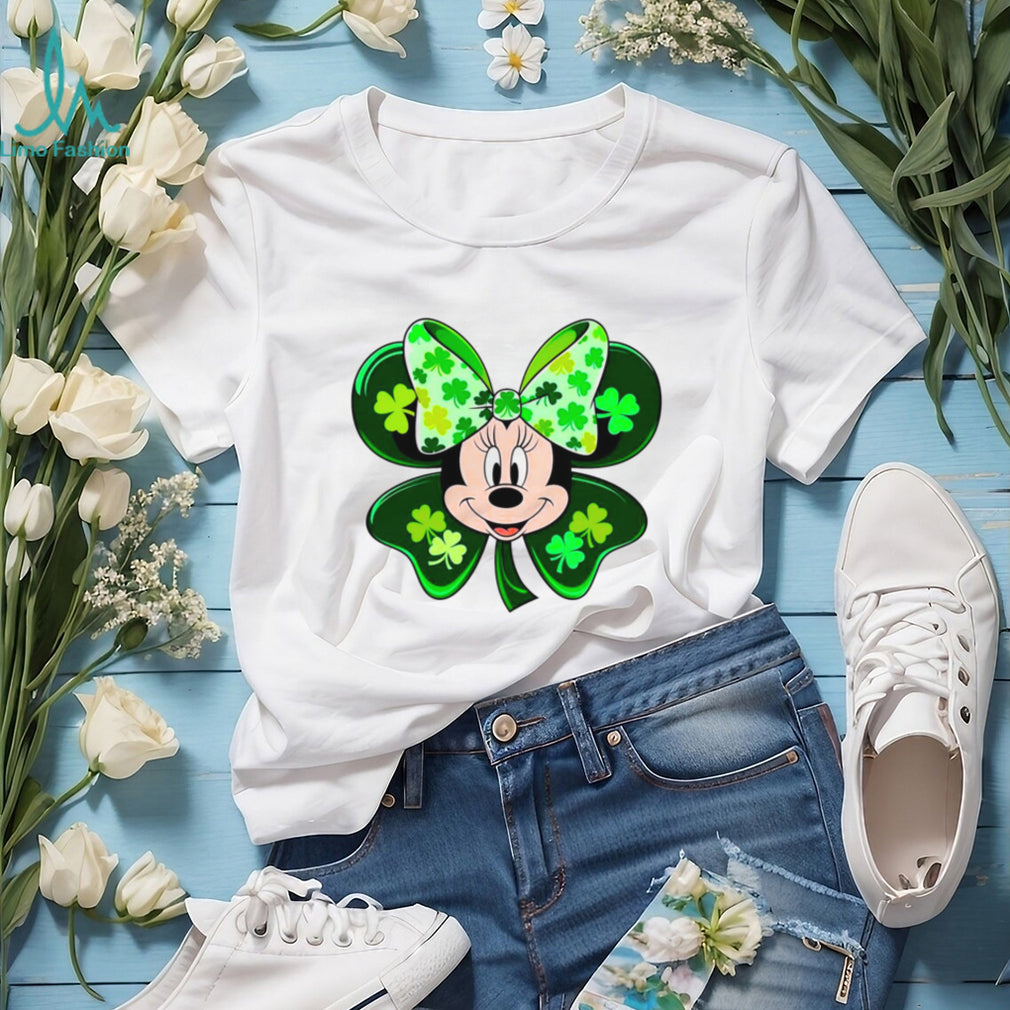 Lucky Mouse Ears Shamrock Bow St. Patrick’s Day Cartoon Design T Shirt