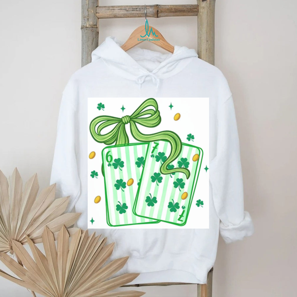 Lucky Shamrock Playing Cards with Green Ribbon St. Patrick’s Day Shirt