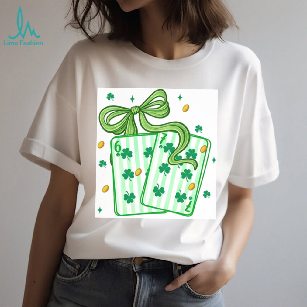 Lucky Shamrock Playing Cards with Green Ribbon St. Patrick’s Day Shirt