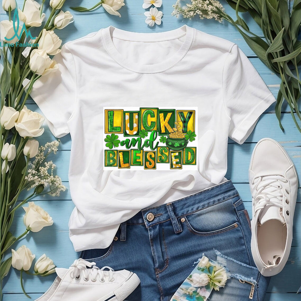 Lucky and Blessed Patchwork St. Patrick’s Day Pot of Gold T Shirt