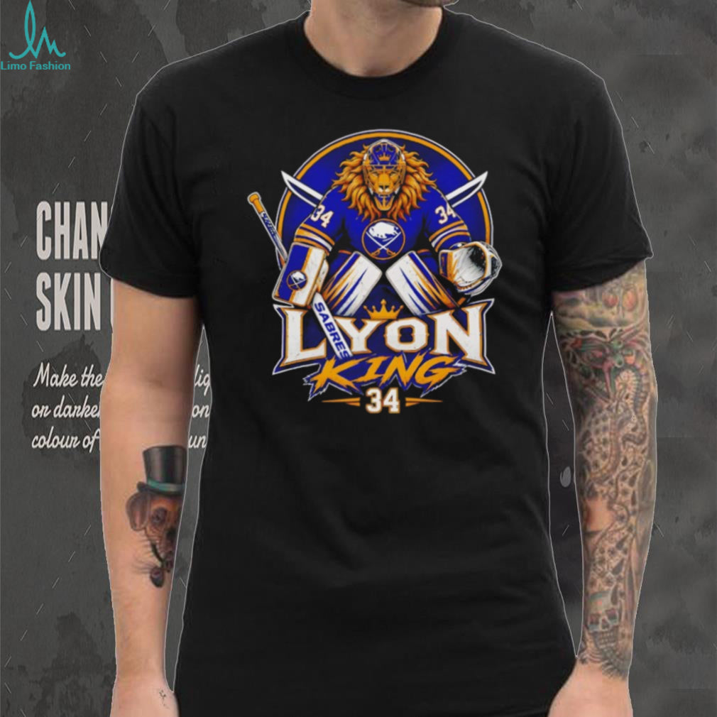 Lyon King #34 Alex Lyon Buffalo Sabres Goalie King Lion T Shirt