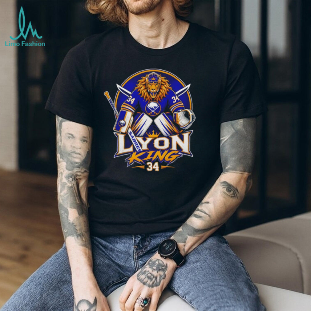 Lyon King #34 Alex Lyon Buffalo Sabres Goalie King Lion T Shirt
