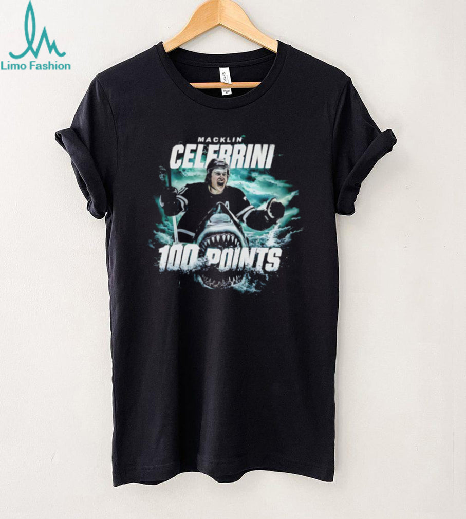 Macklin Celebrini 100 Points Hockey Shark Attack Graphic T Shirt