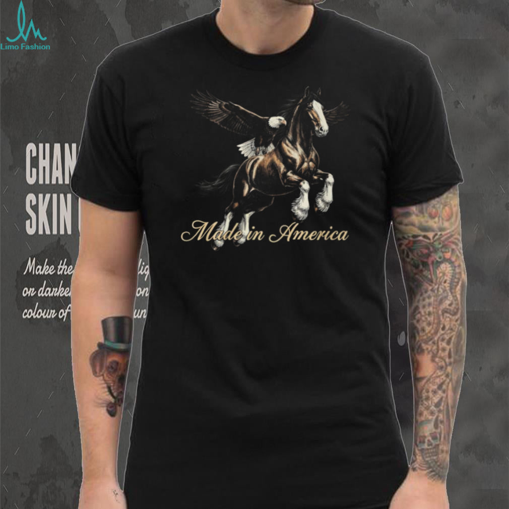 Made In America Majestic Horse and Bald Eagle Graphic T Shirt
