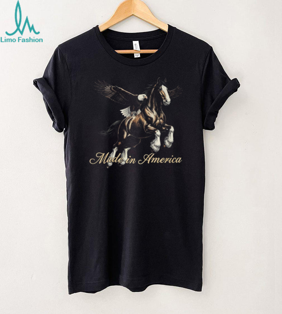Made In America Majestic Horse and Bald Eagle Graphic T Shirt