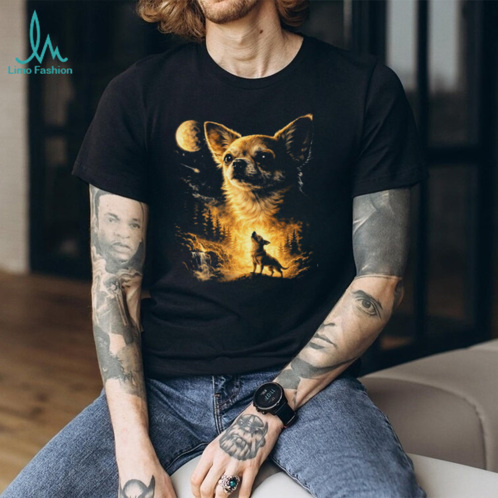 Majestic Chihuahua Moon & Forest Landscape Graphic T Shirt